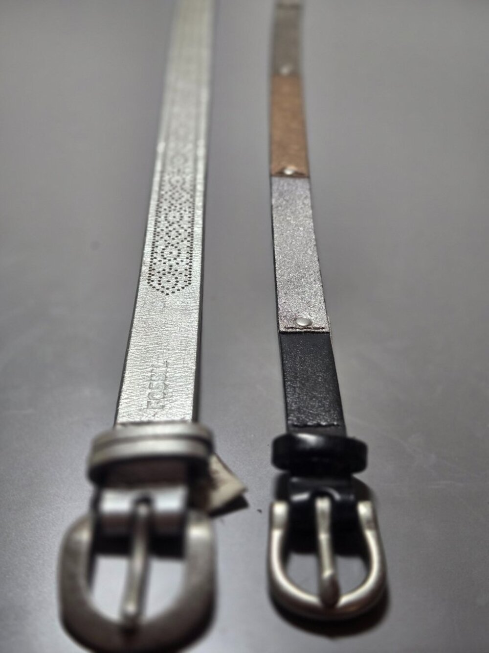 Metallic Fossil Belts, 2 Size Large Y2K, 90's Style Narrow Belts